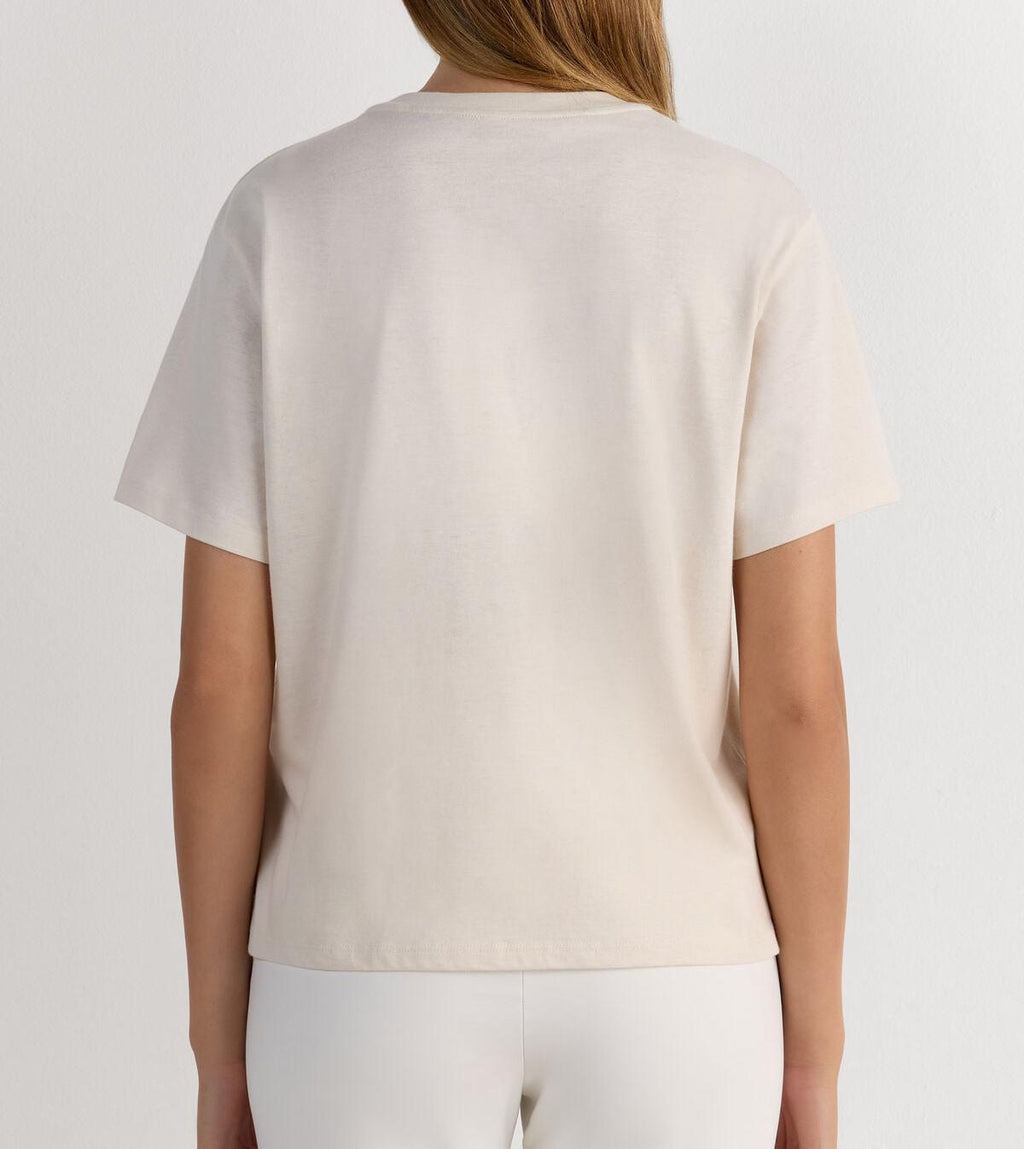 Boxy Fit Cotton Short Sleeve Top – Dusty White