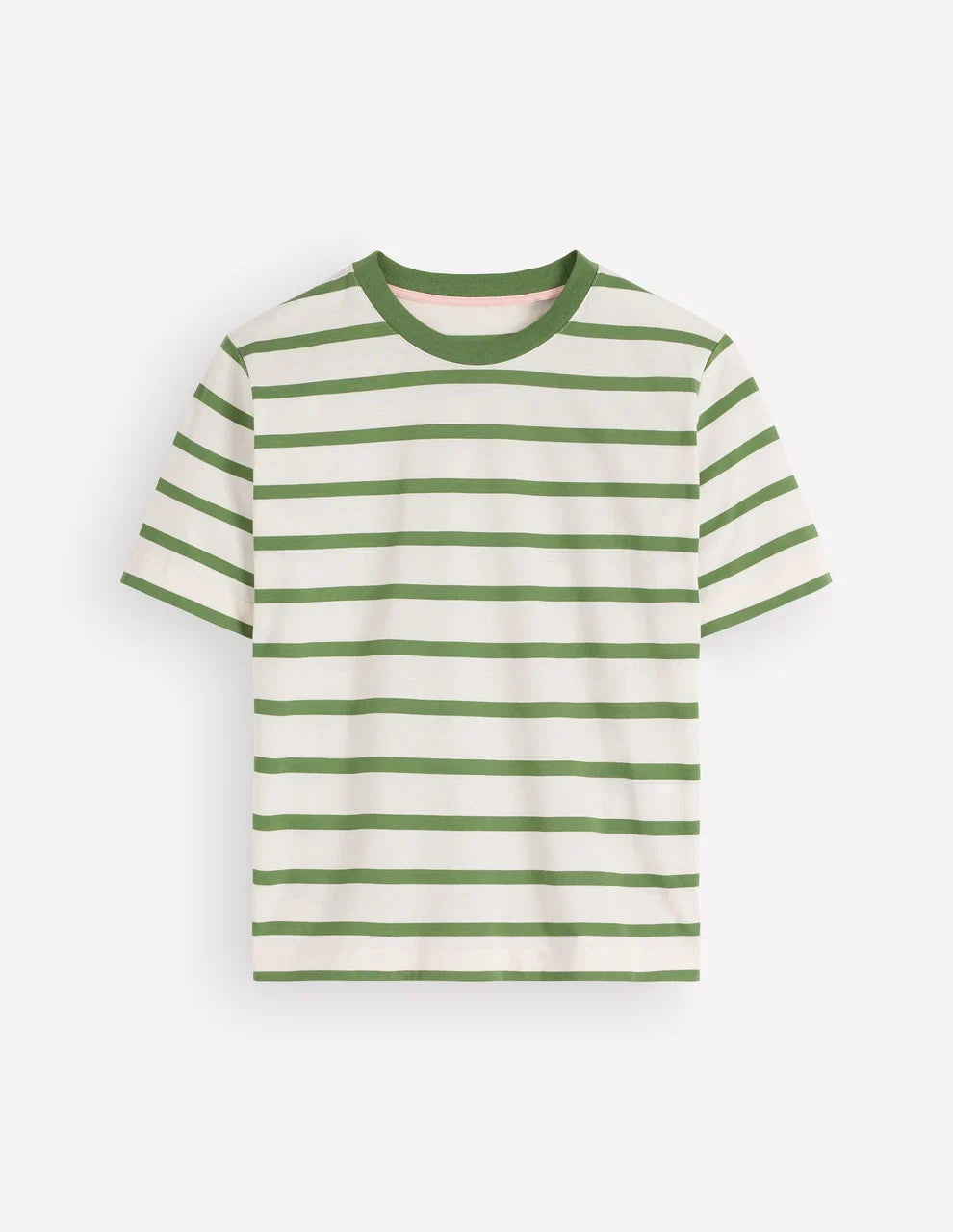 Relaxed Cotton Striped T-shirt - Safari Green and Ivory Stripe