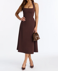 Alena Halter Midi Dress – Chocolate