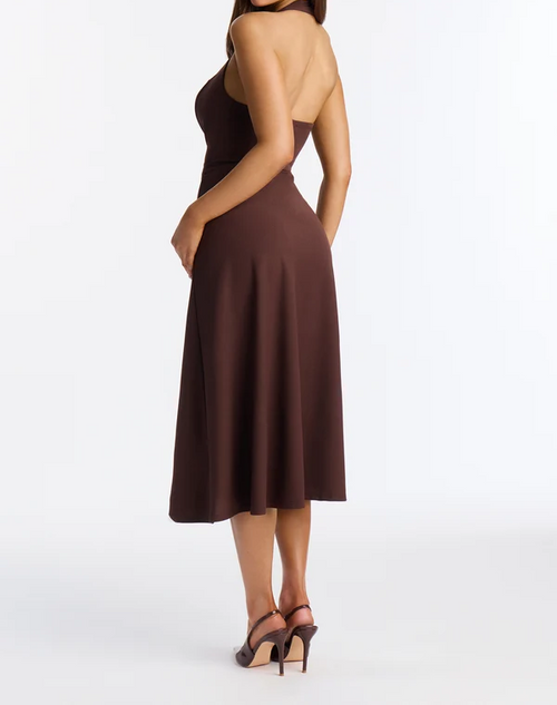 Alena Halter Midi Dress – Chocolate