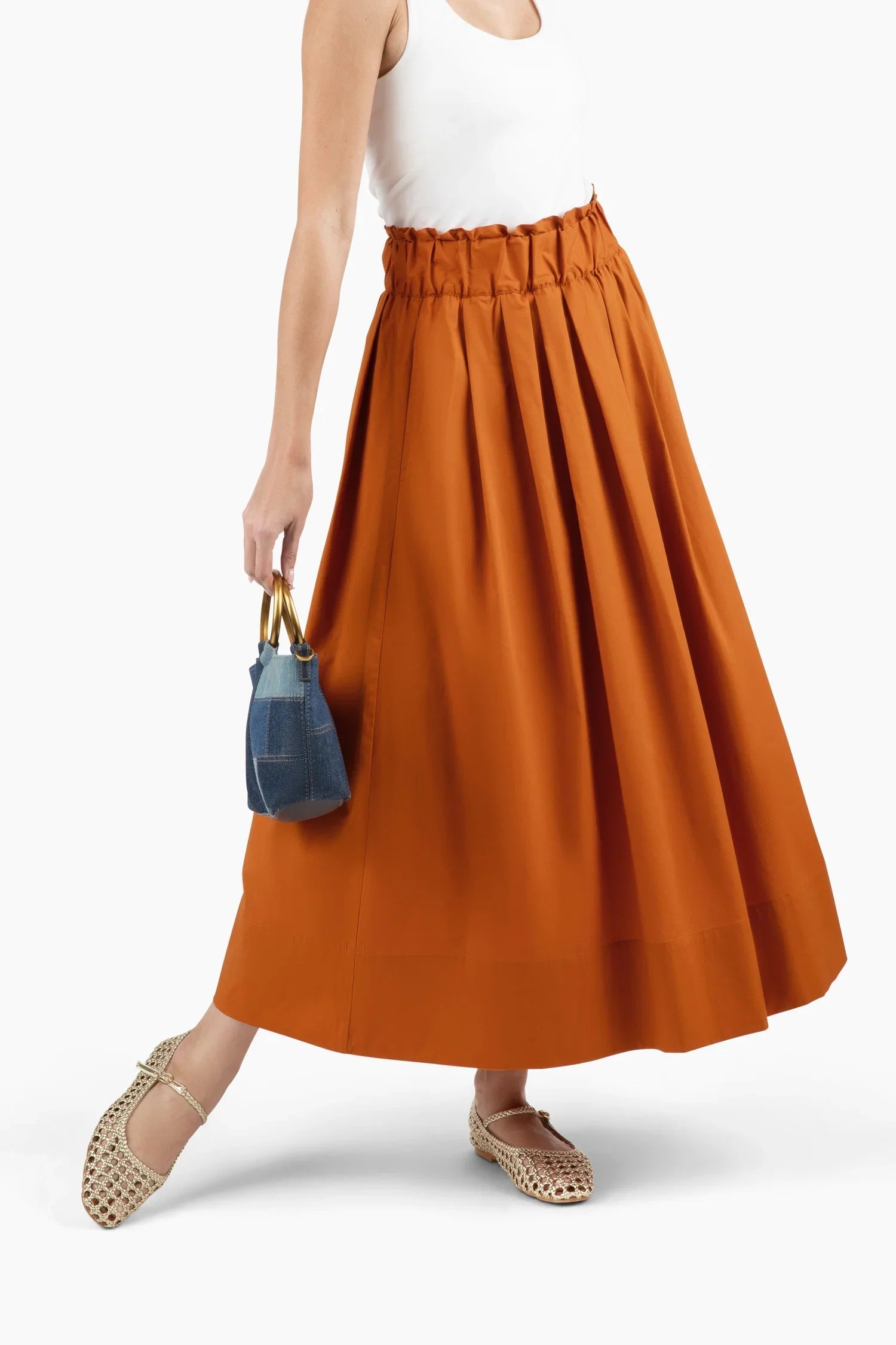 Take Pause Cotton Poplin Maxi Skirt – Texas Orange